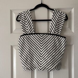 Anthropologie Black & White Chevron Scallop Crop Top